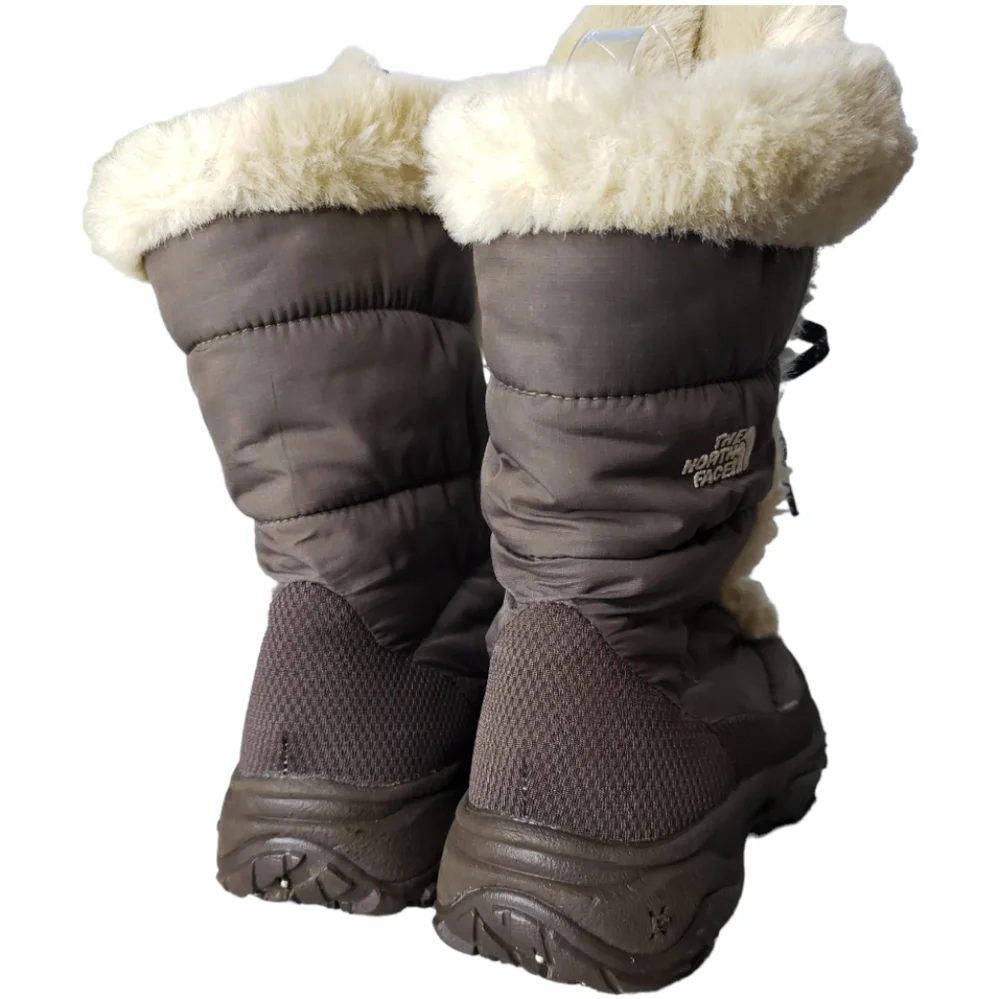 North Face Weatherproof Quilted Faux Fur High-top Outdoor Boots Flawed NWOT Sz 5